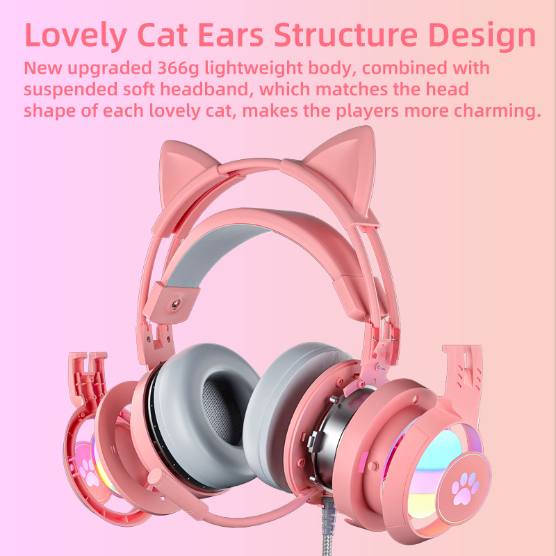 Gaming Headset Rgb - Rosa Gaming-Headset für PC, PS4, PS5,
